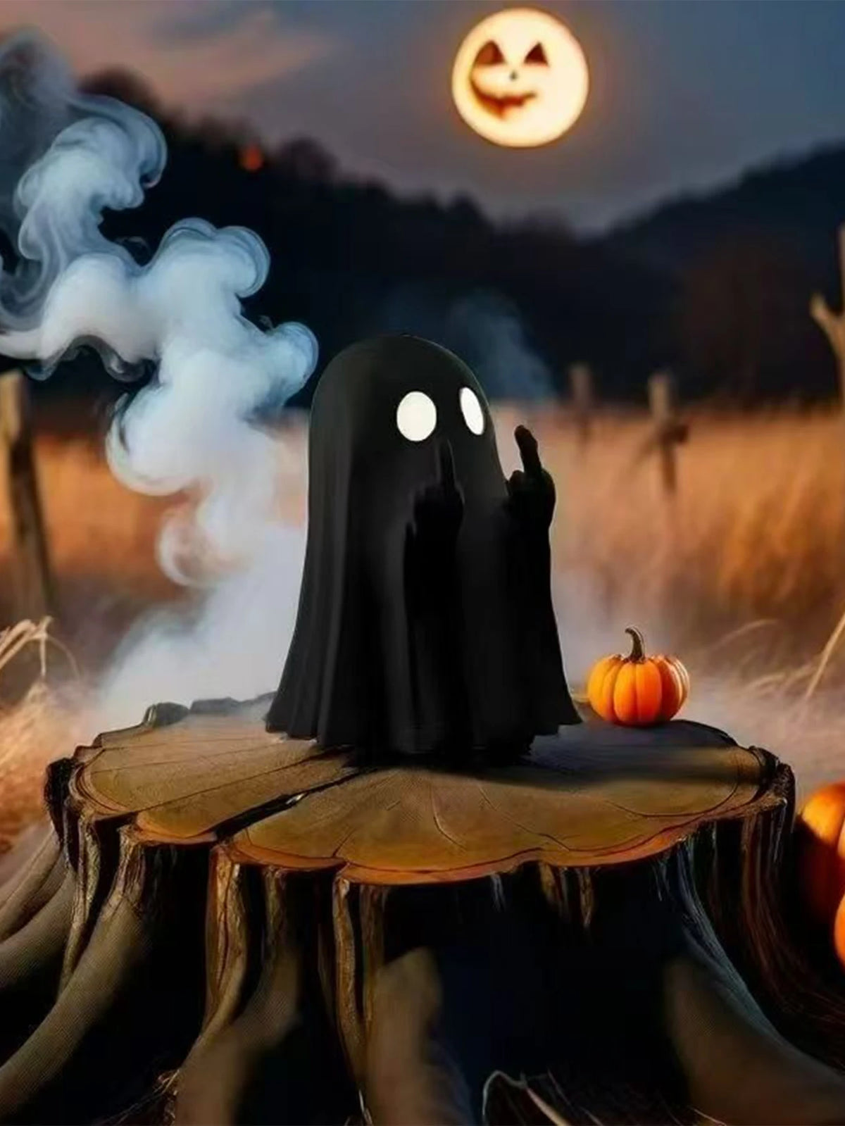 7.5cm Middle-Finger Ghost Figurine – Halloween Decor