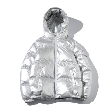 Men's cotton jacket displayed on a hanger against a plain wall