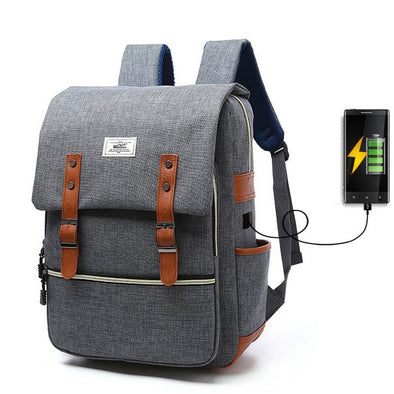 Vintage Canvas USB Backpack