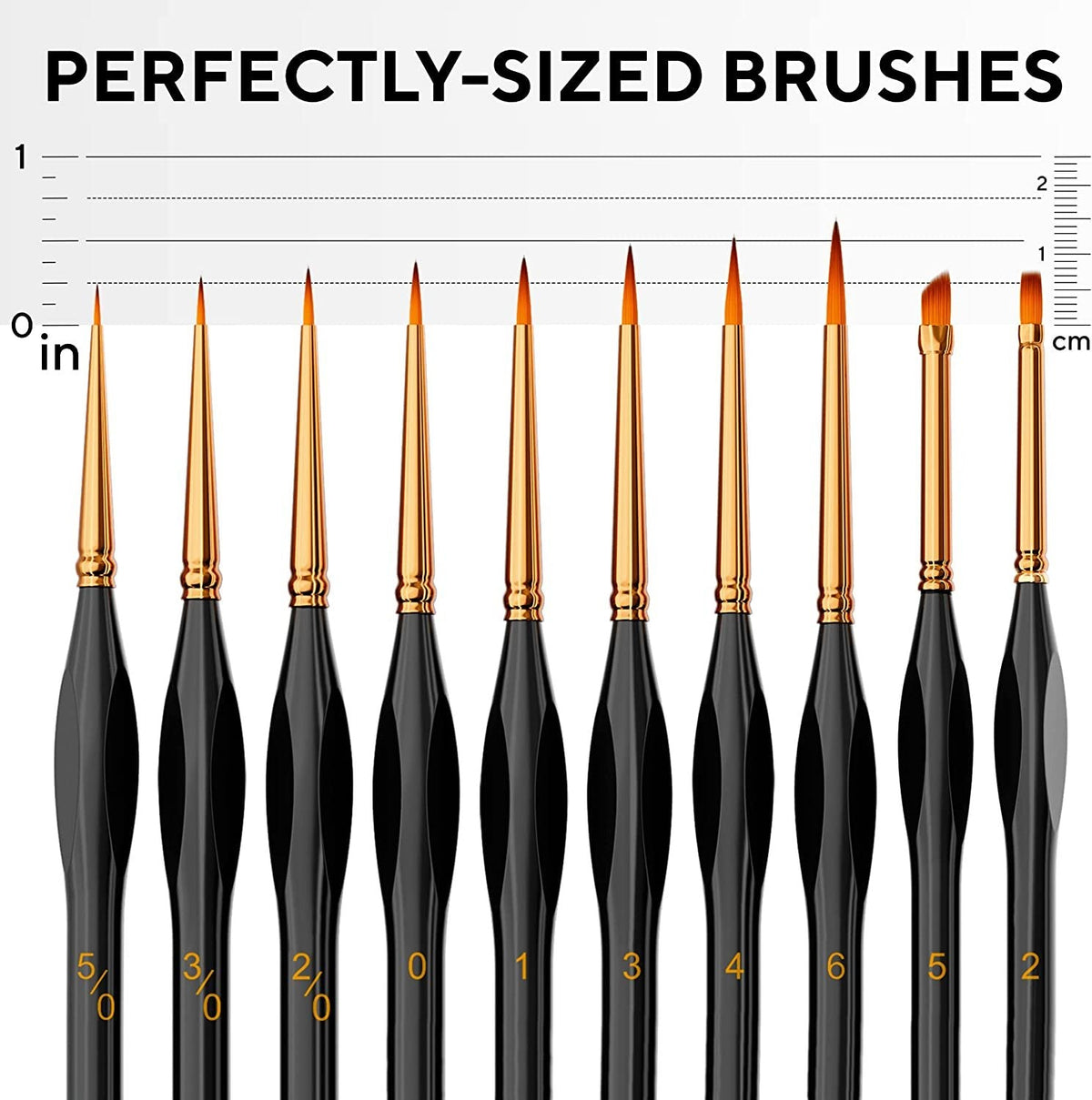 10‑Pack Detail Paint Brushes — Fine Art & Models
