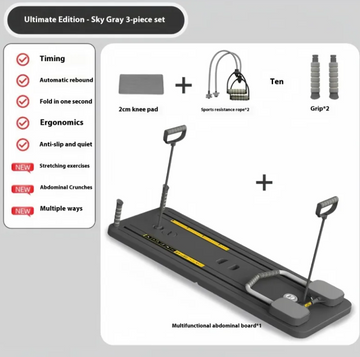 Abdominal wheel fitness board positioned on a gym floor with handles