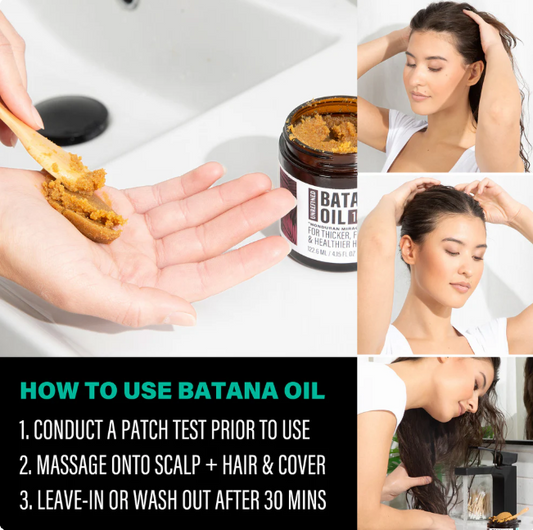 Jar of Glow Restore hair mask next to a wooden scoop and hair strands