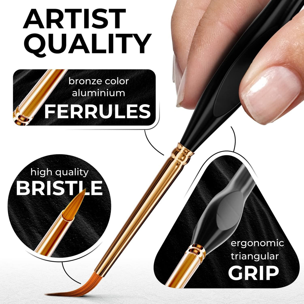 10‑Pack Detail Paint Brushes — Fine Art & Models