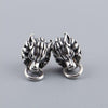 Black Wolf Silver Hoop Earrings