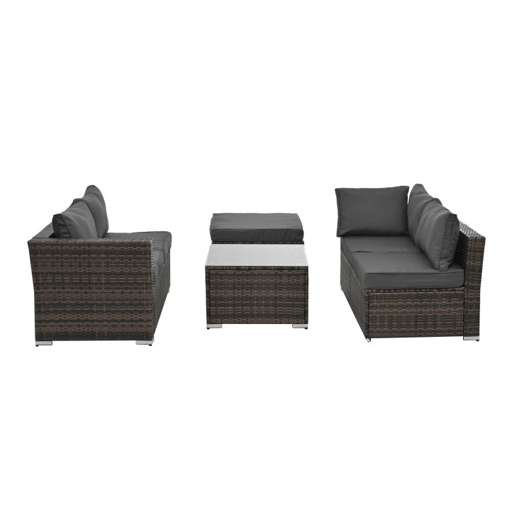 4‑Piece PE Wicker Patio Set with Tempered Glass Table