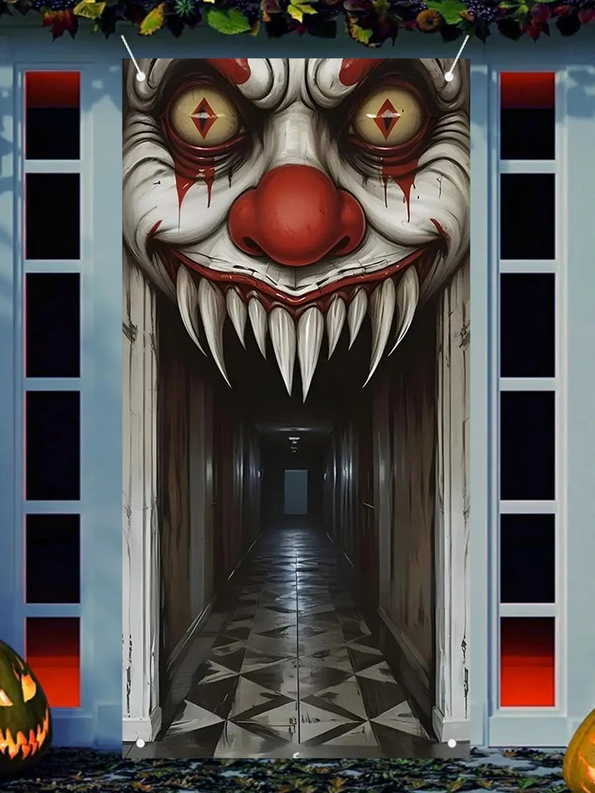 Folded Halloween door cover ready for storage