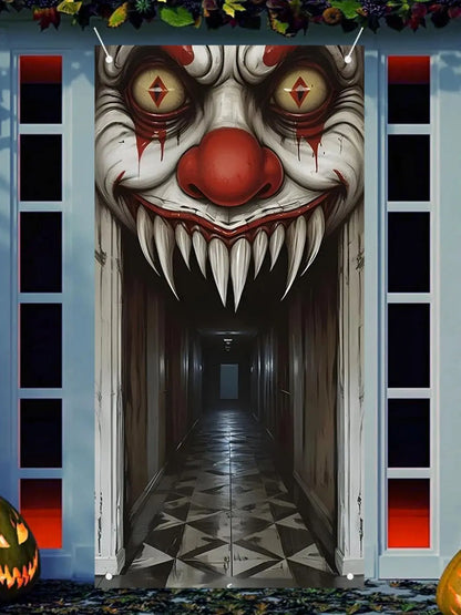 Folded Halloween door cover ready for storage