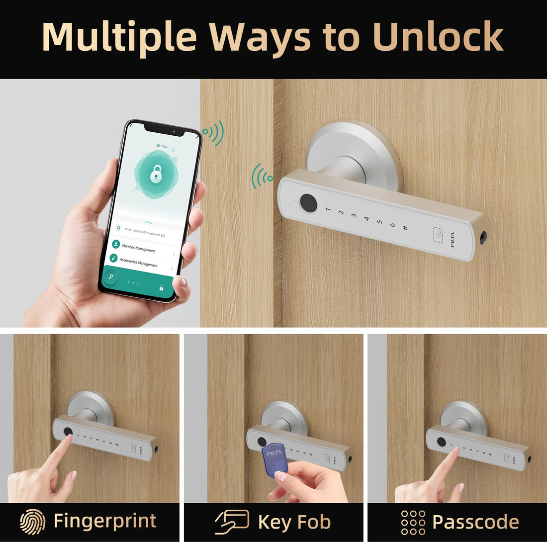 Viladepot Indoor Smart Lock — Fingerprint, Passcode & App