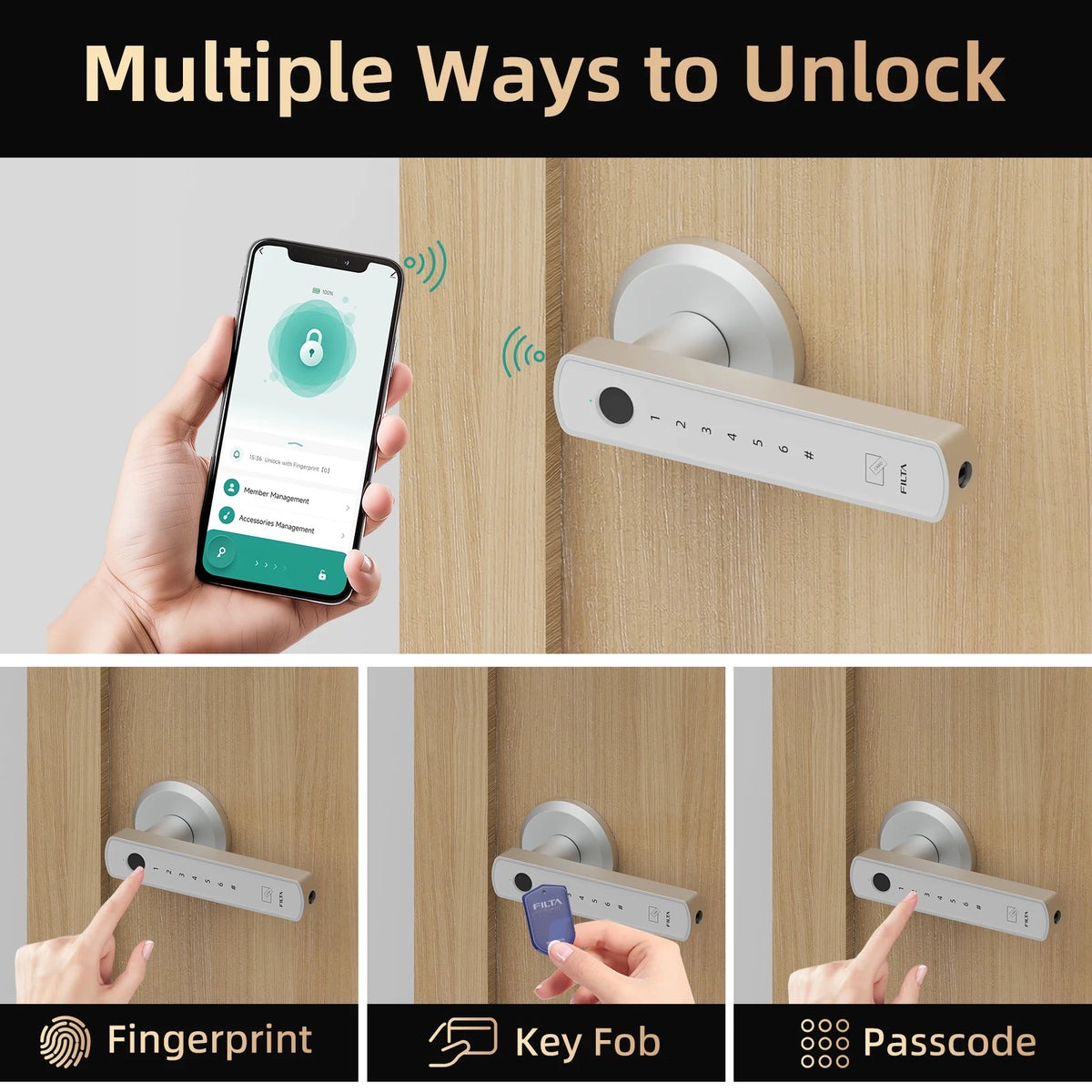 Viladepot Indoor Smart Lock — Fingerprint, Passcode & App
