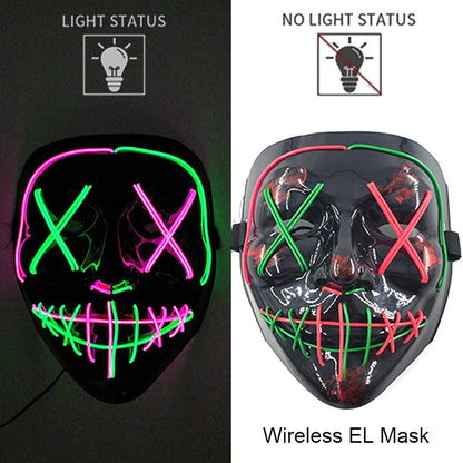 Wireless Neon LED Halloween Mask with 10 Light Colors