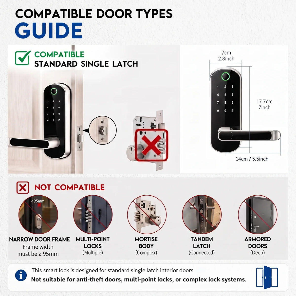 Smart Fingerprint Door Lock App Remote Control Keyless WIFI Digital Touchscreen Lock