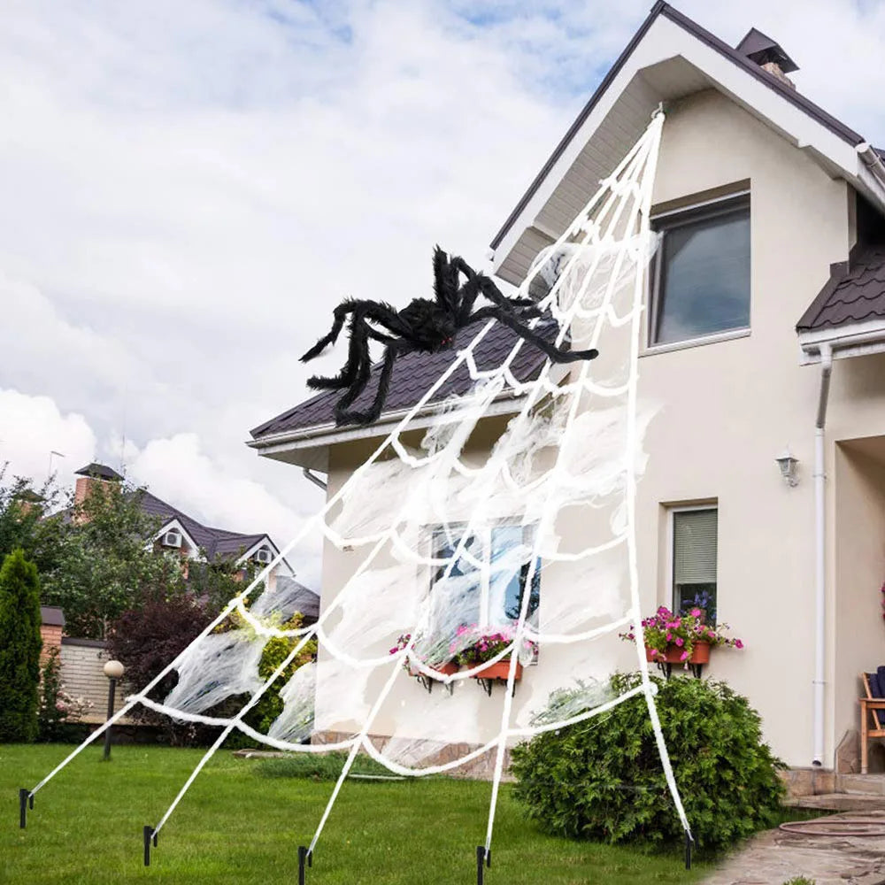5m triangular plush spider web decoration full spread