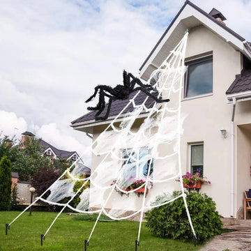5m triangular plush spider web decoration full spread