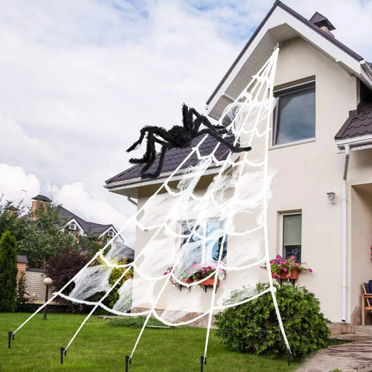 5m triangular plush spider web decoration full spread