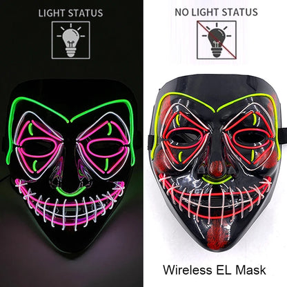 Wireless Neon LED Halloween Mask with 10 Light Colors