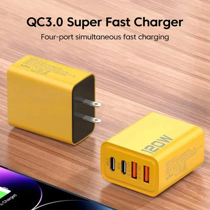 4-Port USB-C + USB Fast Charging Wall Adapter