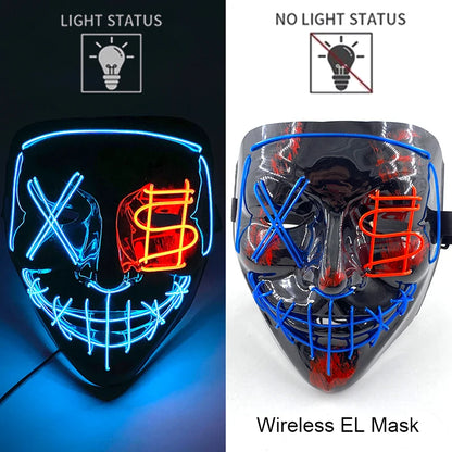 Wireless Neon LED Halloween Mask with 10 Light Colors