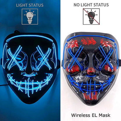 Wireless Neon LED Halloween Mask with 10 Light Colors