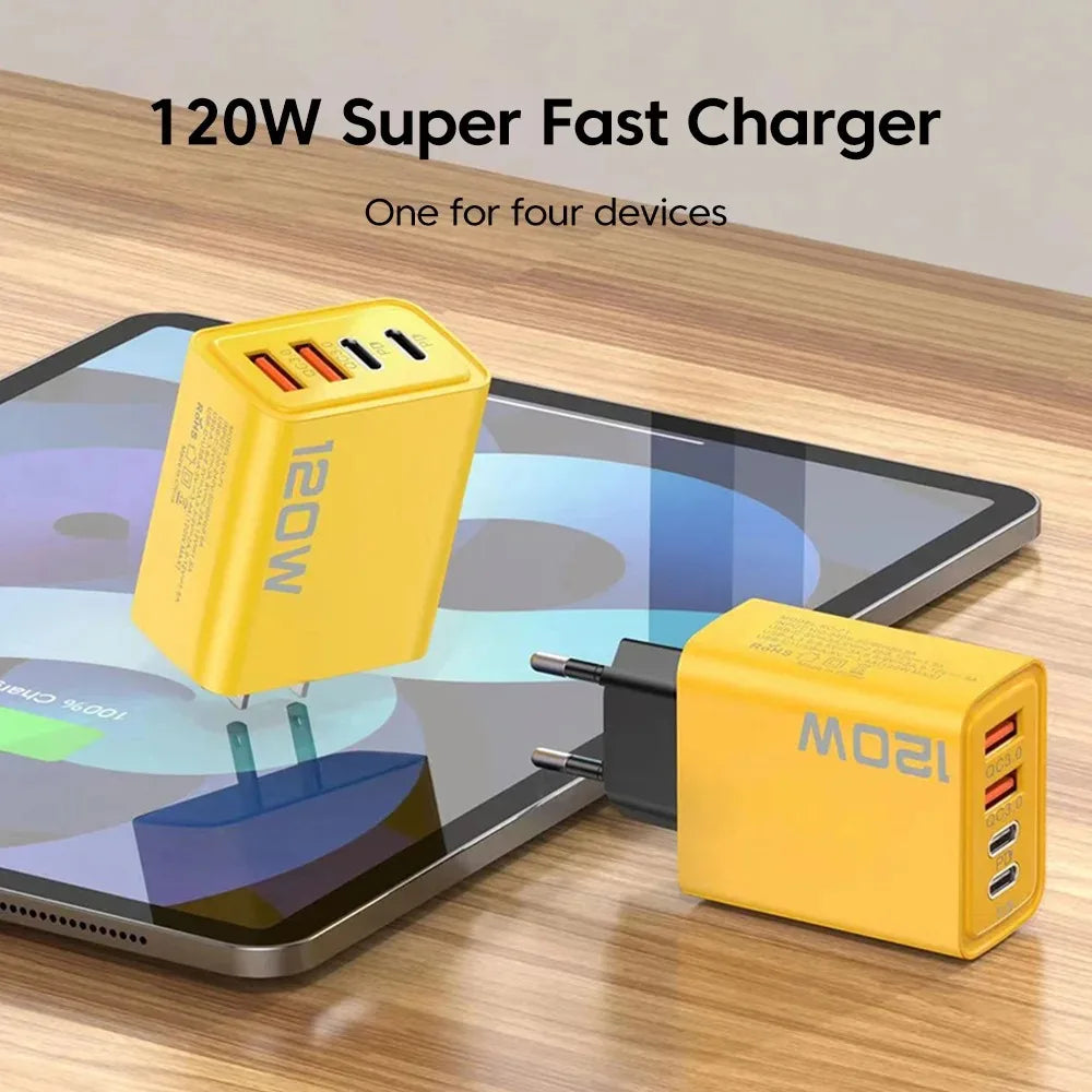 4-Port USB-C + USB Fast Charging Wall Adapter