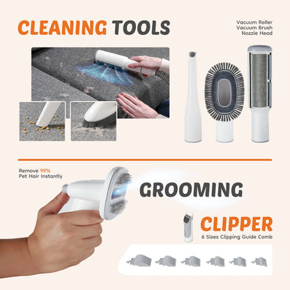 2.5L Pet Grooming Vacuum Kit with 5 Tools & Clippers