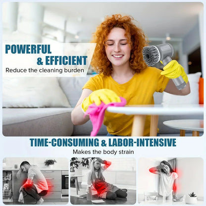 Cordless Electric Spin Scrubber – 5 Brush Heads