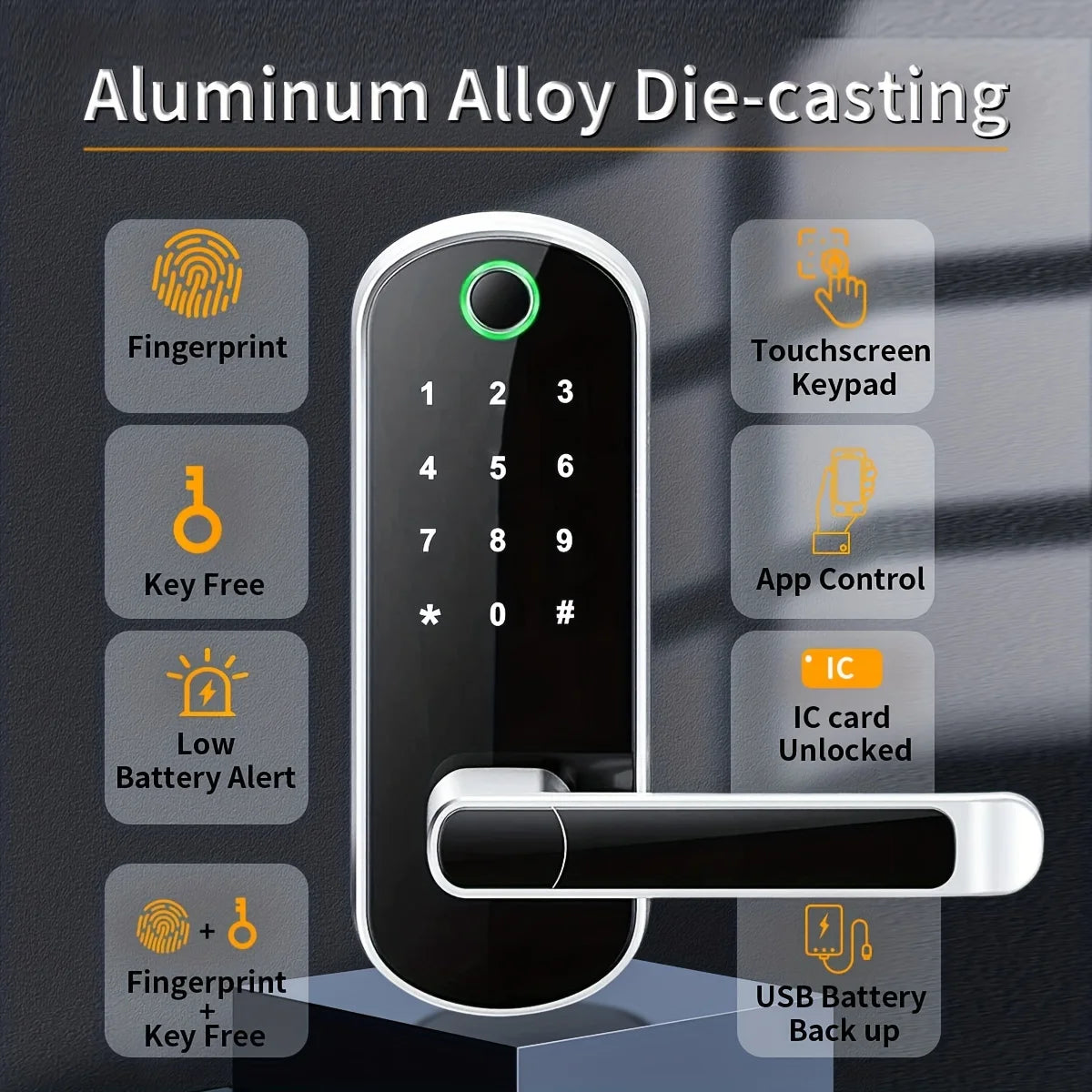 Smart Fingerprint Door Lock App Remote Control Keyless WIFI Digital Touchscreen Lock