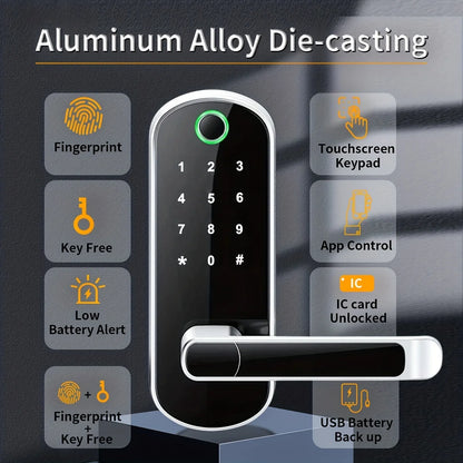 Smart Fingerprint Door Lock App Remote Control Keyless WIFI Digital Touchscreen Lock
