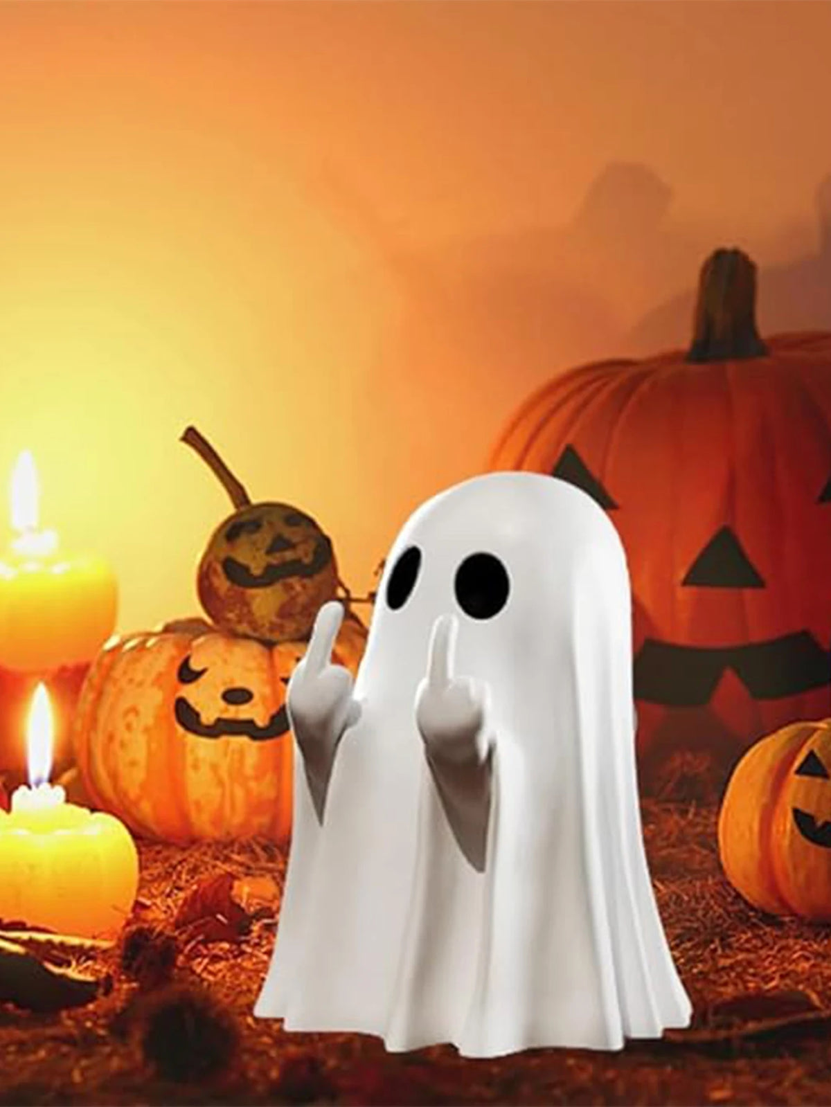7.5cm Middle-Finger Ghost Figurine – Halloween Decor