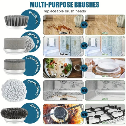 Cordless Electric Spin Scrubber – 5 Brush Heads