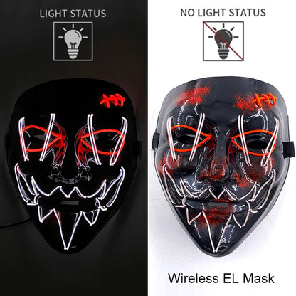 Wireless Neon LED Halloween Mask with 10 Light Colors