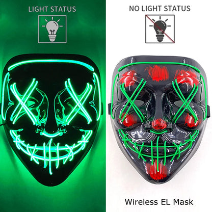Wireless Neon LED Halloween Mask with 10 Light Colors
