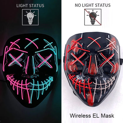 Wireless Neon LED Halloween Mask with 10 Light Colors