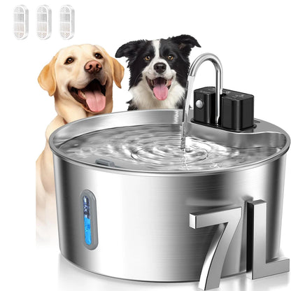 7L Wireless Stainless Steel Pet Water Fountain