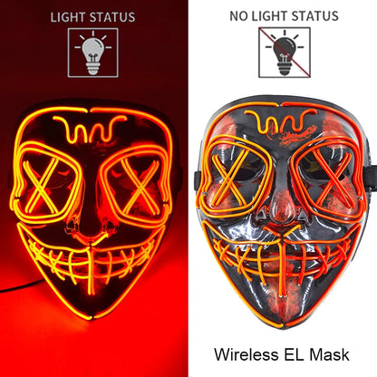 Wireless Neon LED Halloween Mask with 10 Light Colors