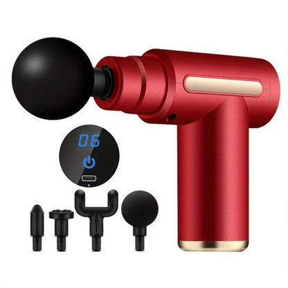LED Touchscreen Massage Gun – 4 Massage Heads