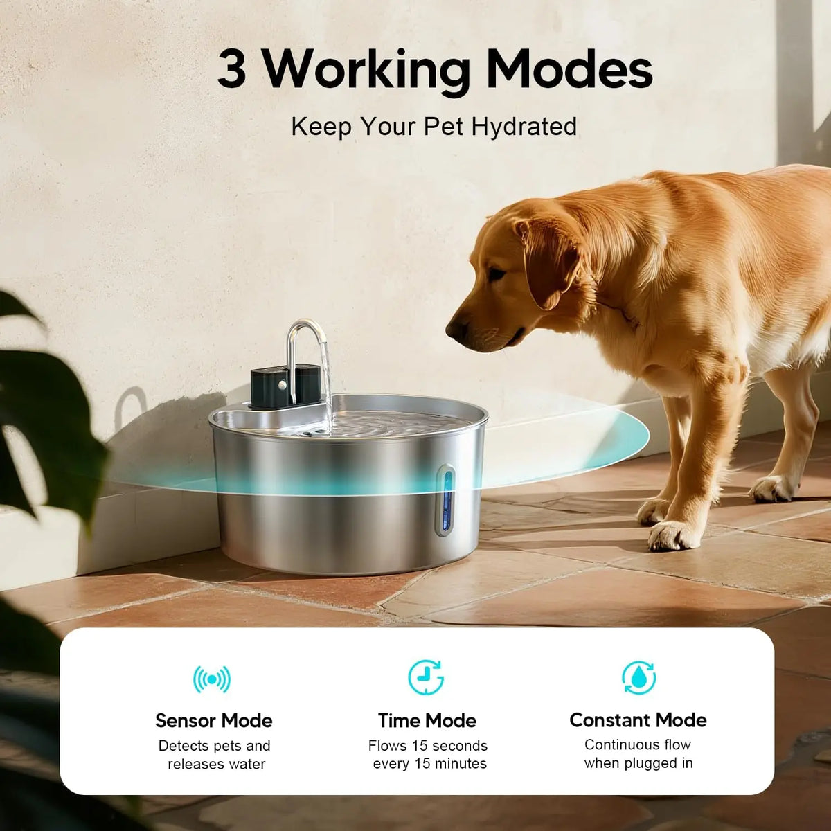 3.2L Stainless Steel Cat Water Fountain