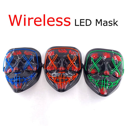 Wireless Neon LED Halloween Mask with 10 Light Colors