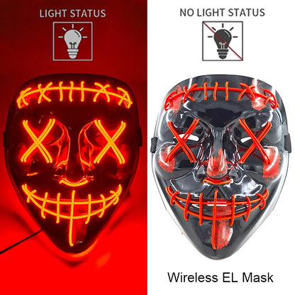 Wireless Neon LED Halloween Mask with 10 Light Colors