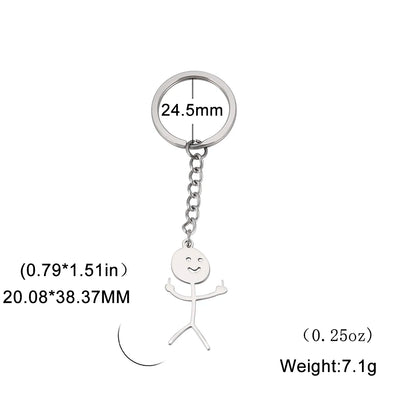 Teamer Funny Middle Finger Stickman Keychain 2026 Cute Trend School Bag Car Key Pendant Couple New Trinket Gift Keyring