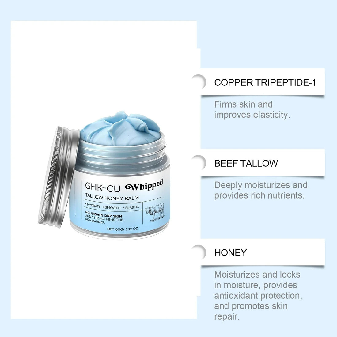 GHK-Cu Whipped Tallow & Manuka Honey Moisturizing Balm