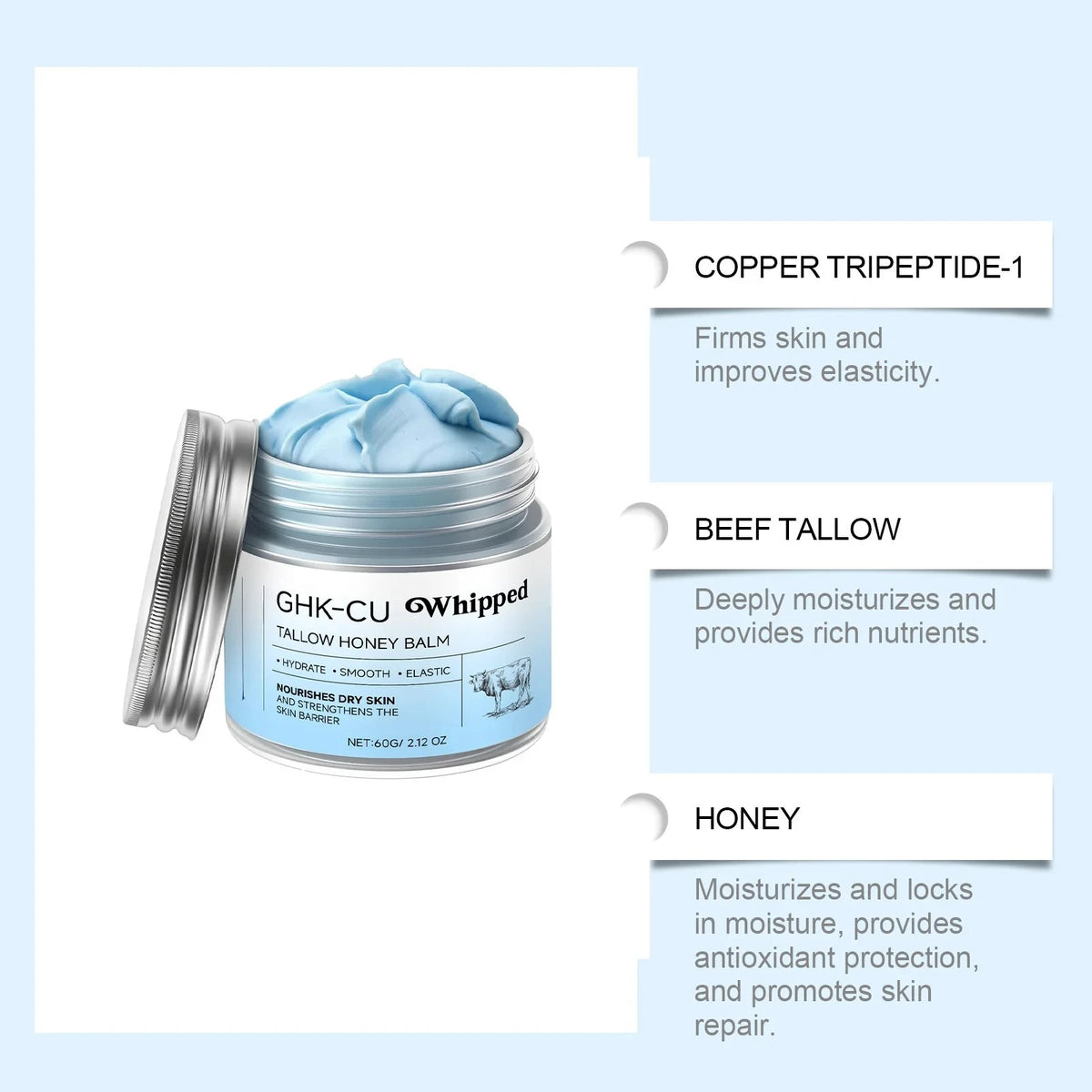 GHK-Cu Whipped Tallow & Manuka Honey Moisturizing Balm