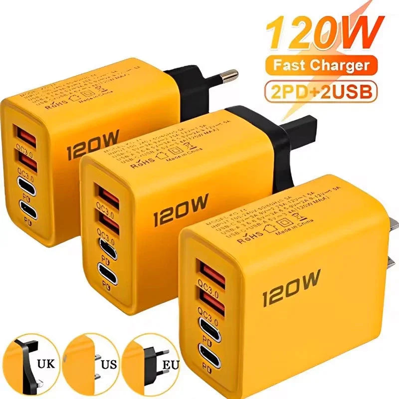 4-Port USB-C + USB Fast Charging Wall Adapter