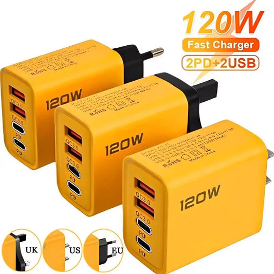 4-Port USB-C + USB Fast Charging Wall Adapter