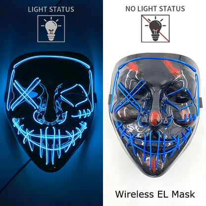 Wireless Neon LED Halloween Mask with 10 Light Colors