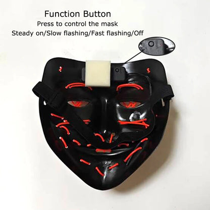 Wireless Neon LED Halloween Mask with 10 Light Colors