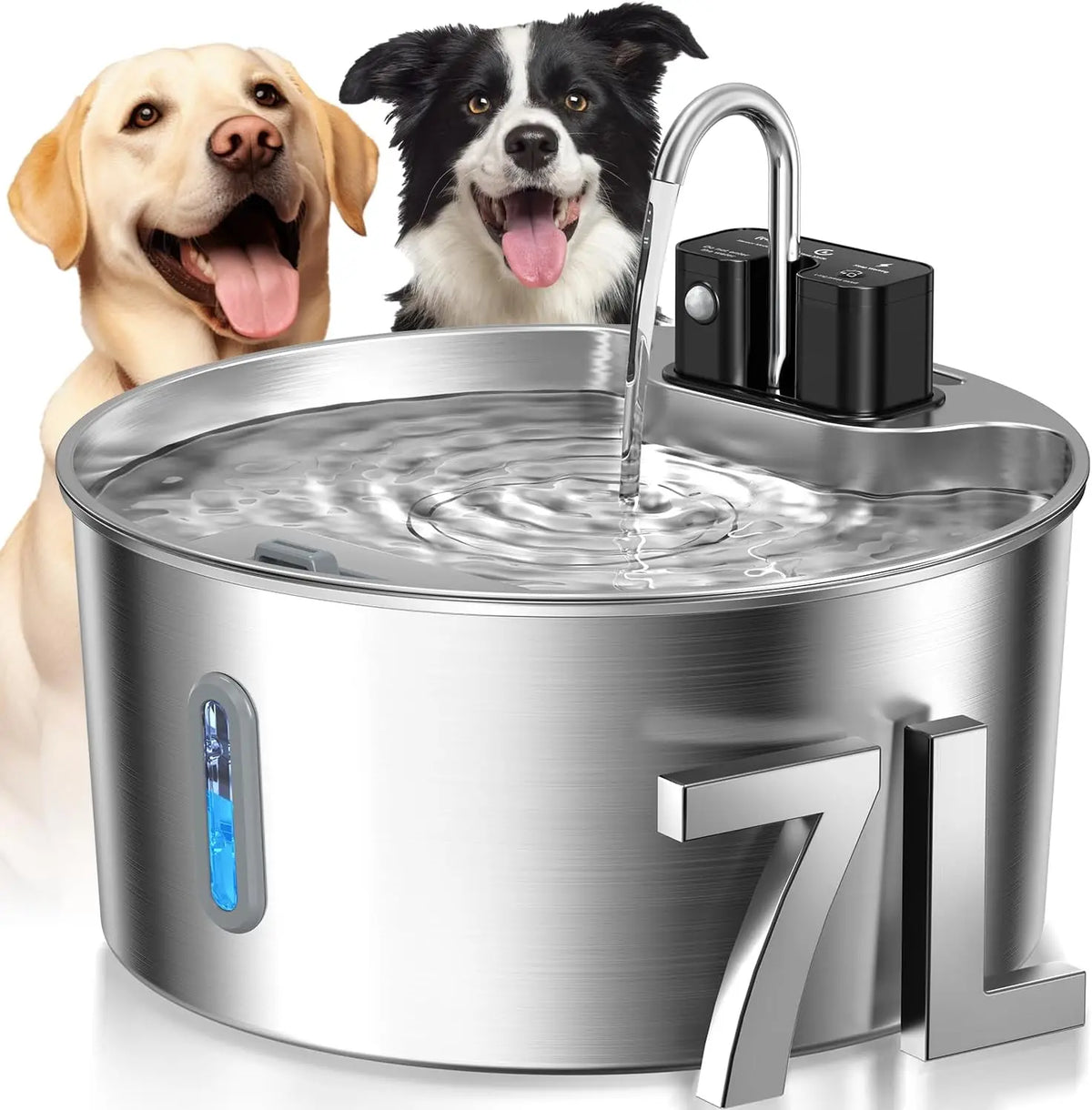 7L Wireless Stainless Steel Pet Water Fountain