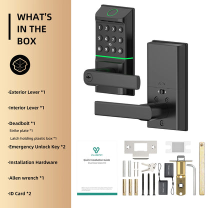 Viladepot Smart Lock Keyless Entry Door Lock Fingerprint Passcode APP Control Card Electronic Keypad Deadbolt Lock