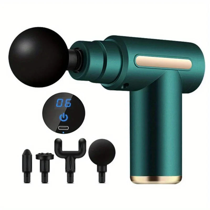 LED Touchscreen Massage Gun – 4 Massage Heads
