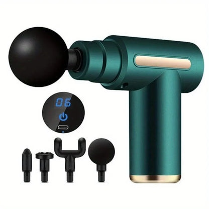 LED Touchscreen Massage Gun – 4 Massage Heads