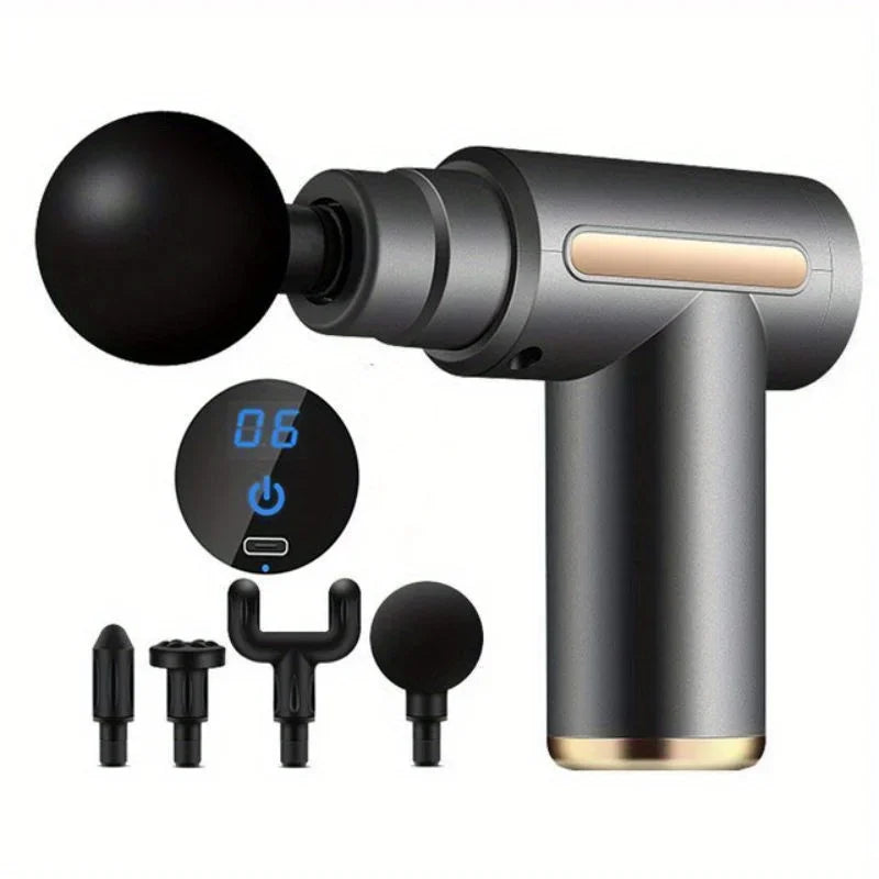 LED Touchscreen Massage Gun – 4 Massage Heads